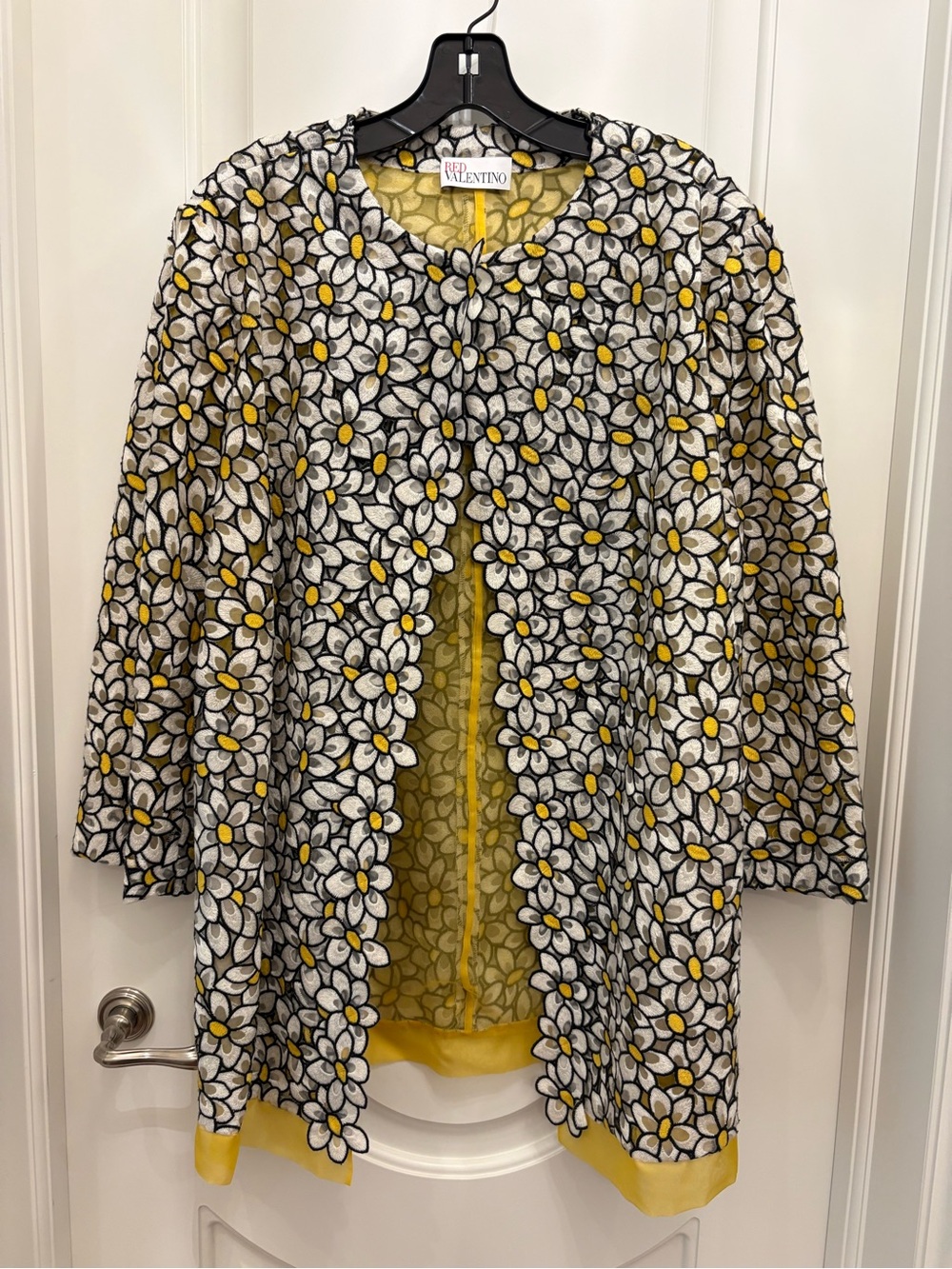 RED Valentino White and Yellow Floral Appliqué Jacket